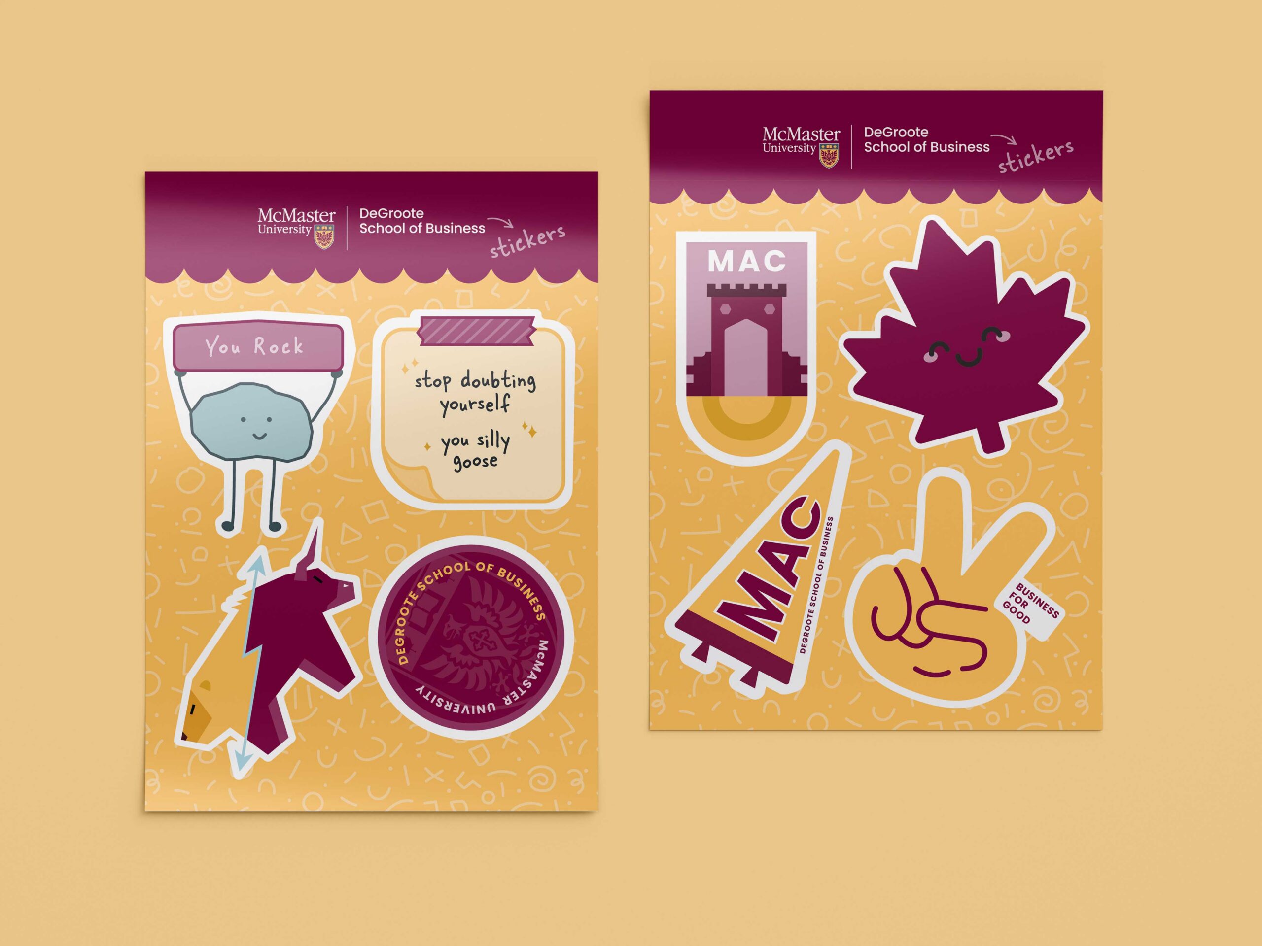 DeGroote laptop stickers